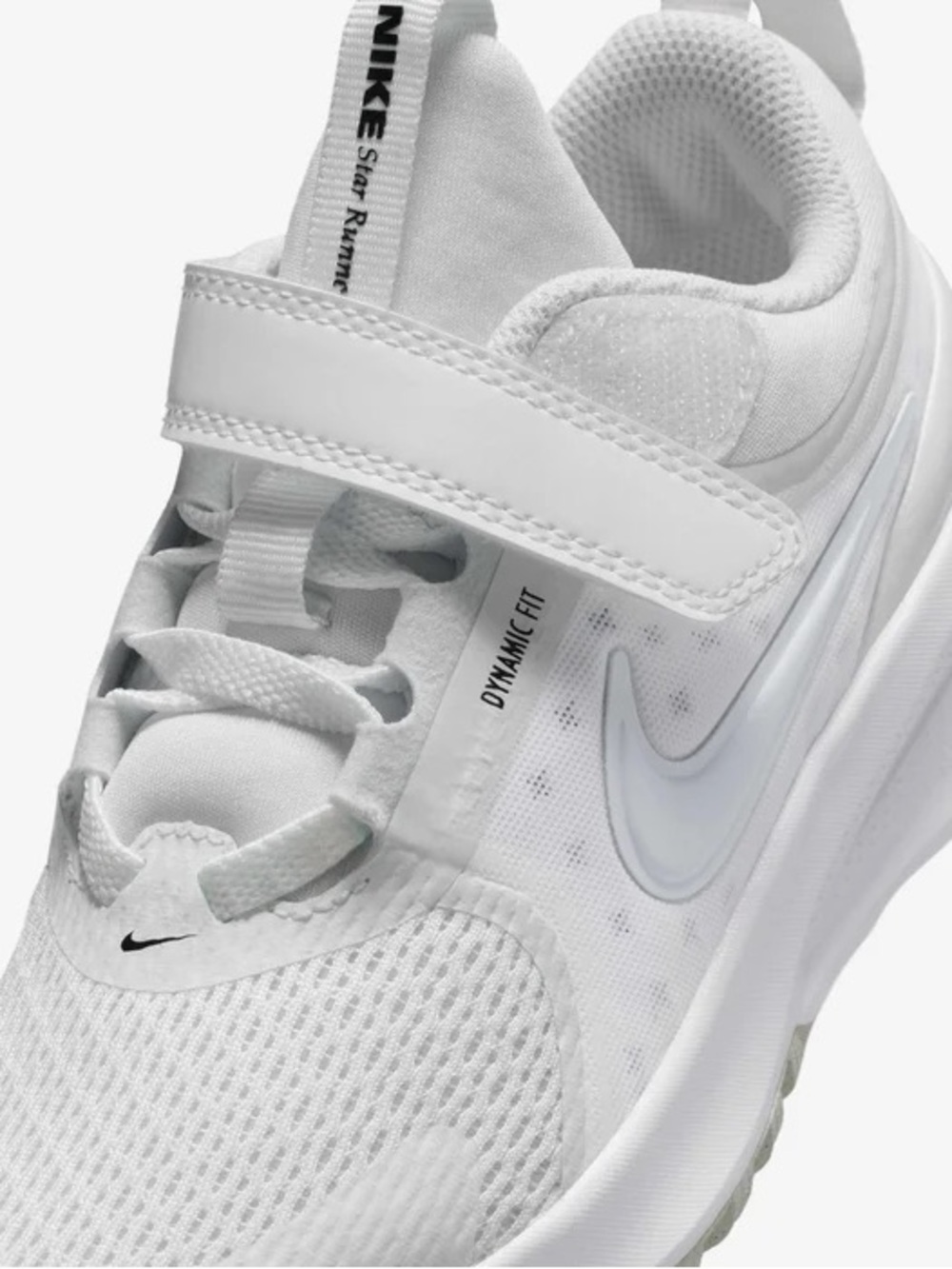 Nike Kids White Dynamic Fit Sneaker with Hook-and-Loop Strap